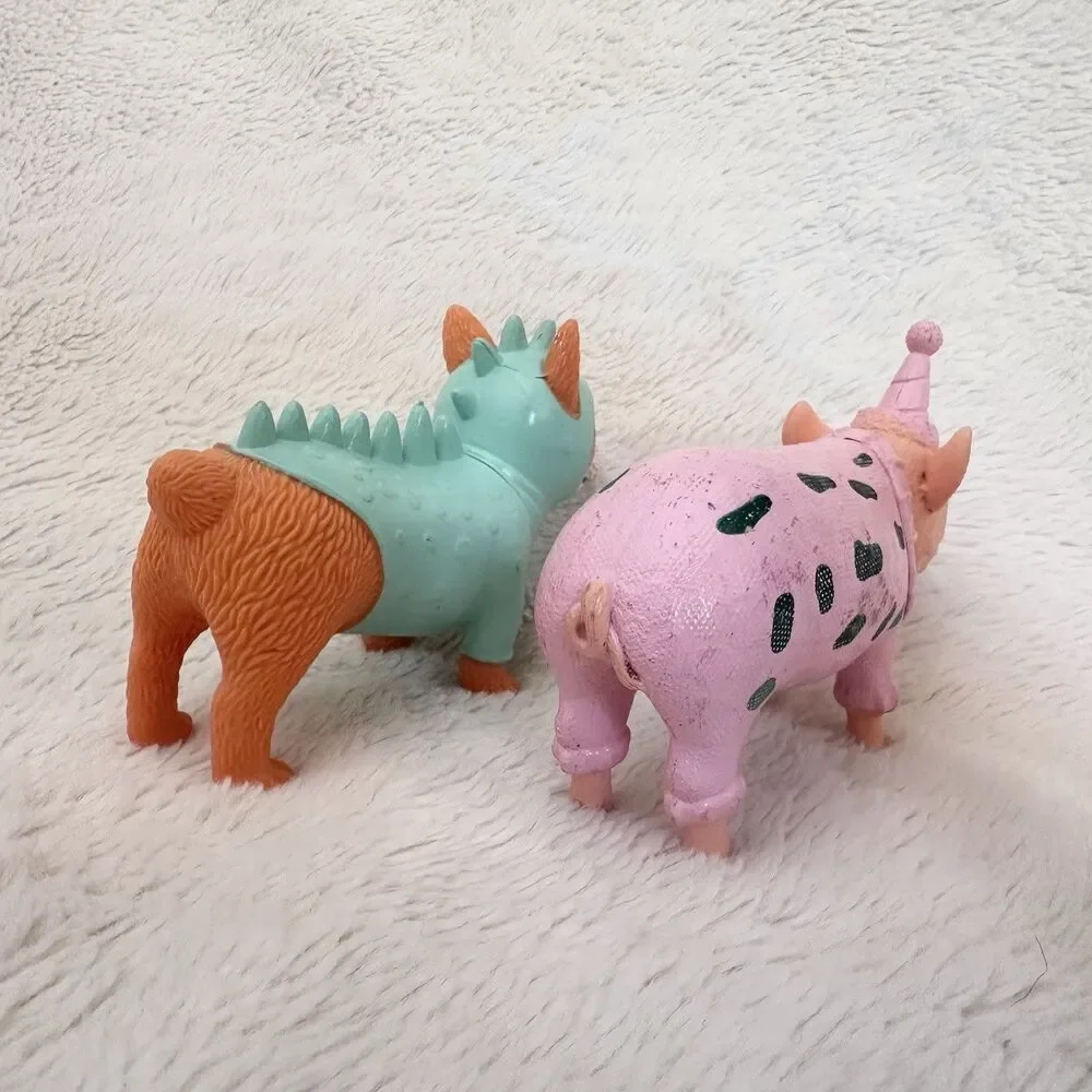 Ankyo Party Animals Pig Corgi Cake Topper Plastic Figures Lot Of 2
